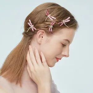 Wholesale Bridal Wedding Dragonfly Crystal Hair Clip Accessories Women Princess Hair Pin For Girl