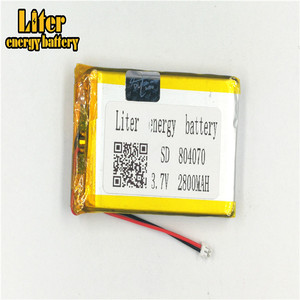 Plug 1.5-2 P 3.7 V 804070 2800 mah Ultra thin battery Lipo, thin film Lithium Rechargeable Battery Li-ion battery - Product Image 2
