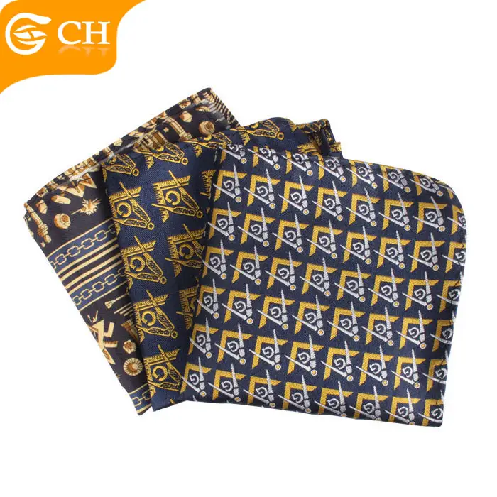 China Supplier Men's Hanky Masonic Handkerchief 100% Silk Pocket Square