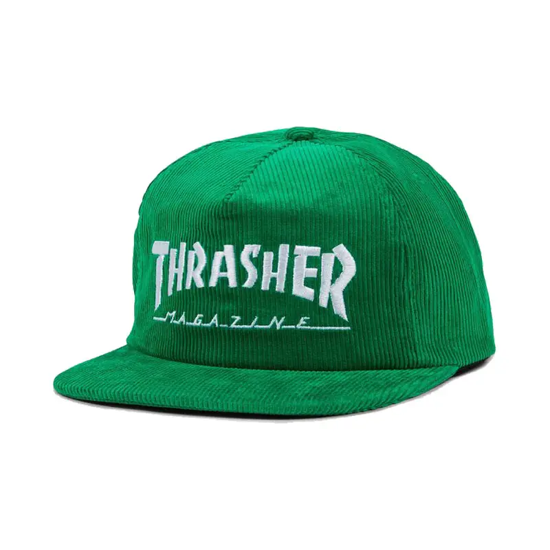 Visiera piatta 6 Pannello Personalizzato Ricamo Vintage Verde Snapback Cappello di Velluto A Coste Commercio All'ingrosso Della Cina