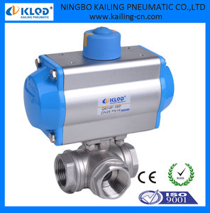 Vannes à boisseau sphérique à <span class=keywords><strong>3</strong></span> voies avec actionneur pneumatique double effet DN50 Marque KLQD - Product Image 1