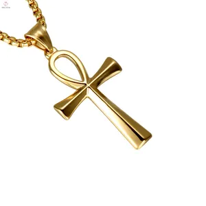 Wholesale Women Men Jewelry Silver Stainless Steel 14k 18k <strong>Gold</strong> Cross <strong>Ankh</strong> Pendant <strong>Necklace</strong> - Product Image 1