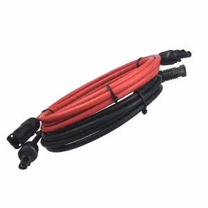 6mm2 10 Gauge 10 AWG 1 Pair Black + Red Solar Panel Extension Cable Wire Solar Connectors