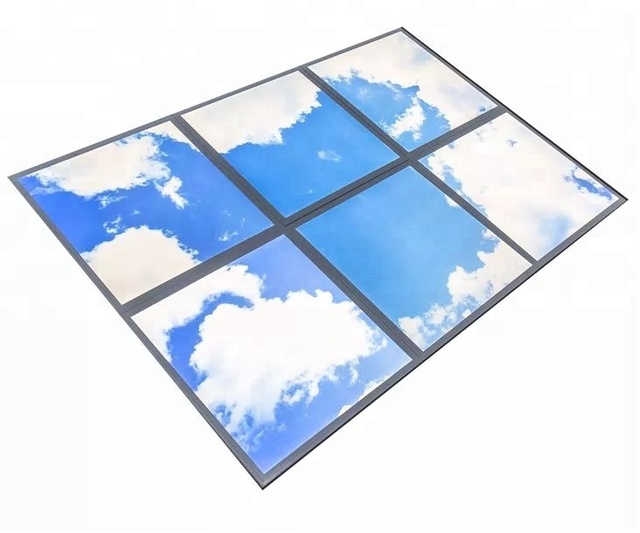 595x595x9mm 40W Adjustable Dimmable Indoor Lighting Square Recessed LED Panel Light Ceiling Lamp 6000K Daylight Flicker-Free Sky