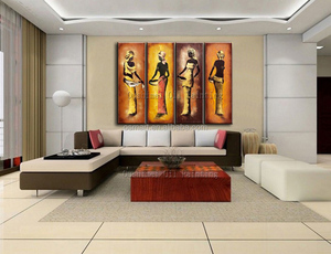 Superbe Portrait <span class=keywords><strong>de</strong></span> Femme Moderne Art Peint à la Main Peinture à l'Huile Toile Décoration Murale <span class=keywords><strong>Femmes</strong></span> Noires Portant Des Foulards Taille Personnalisée Décor À La Maison - Product Image 2
