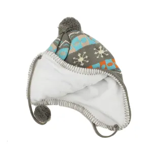 Bonnet en tricot sans fil pour bébé, couvre-chef pour enfants automne et hiver, accessoire avec rabat pour les oreilles