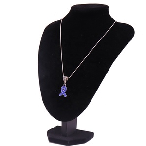 رفع المرض الوعي الراين الكريستال منع إساءة معاملة الأطفال أو القولون وسرطان البروستاتا الأزرق الشريط القلائد - Product Image 2