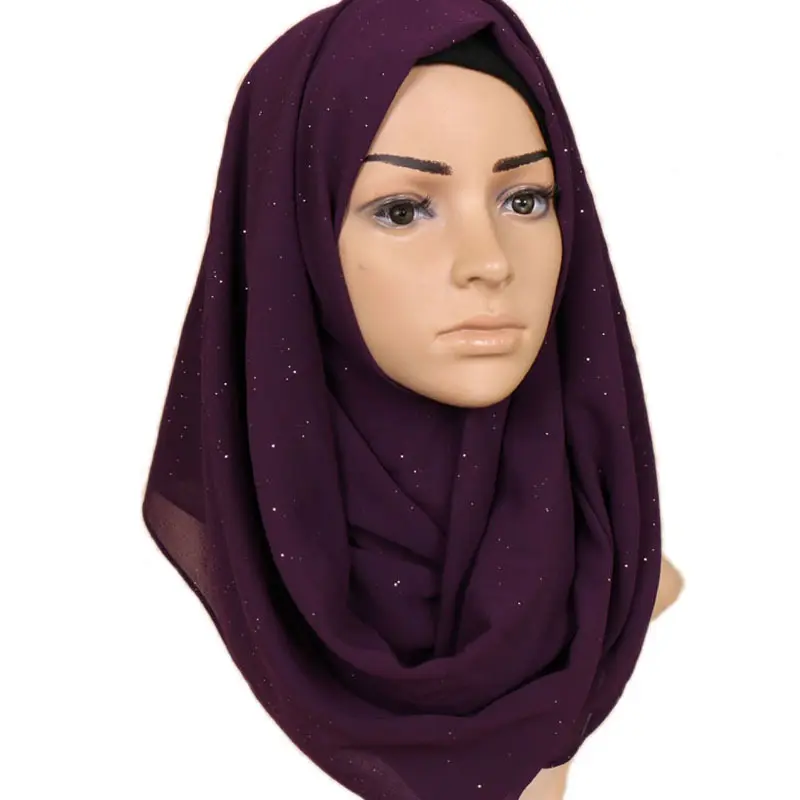 Syal Muslim Anak Perempuan 19 Warna Jilbab Berkilau dengan Glitter