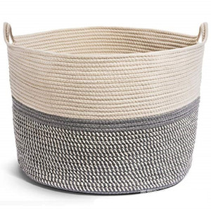 Nordic Style Foldable Cotton Rope Handmade Woven <strong>Storage</strong> <strong>Baskets</strong> Flexible Design 2 Colors Available <strong>Large</strong> Kids Toy Laundry Xy - Product Image 1