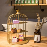 Présentoir à gâteaux en acier inoxydable, équipement de Buffet Unique, acier inoxydable, décoration de luxe, Cupcake à 3 niveaux, mariage, thé haut, cage à oiseaux