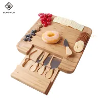 SOPEWOD-tabla de cortar carne de queso, con 4 cuchillos, herramientas de corte personalizadas, su logotipo