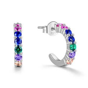 POLIVA Women's 925 Sterling <strong>Silver</strong> <strong>Hoop</strong> <strong>Earrings</strong> Wholesome Fashion with Rhodium Plating Zircon Stone for Wedding Party Gifts - Product Image 1
