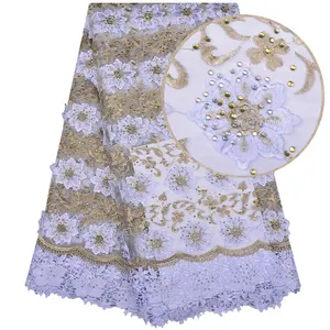 Нигерийская Свадебная французская сетчатая кружевная ткань для невесты дешевая 3D Кружевная аппликация вышитая итальянская кружевная ткань для одежды 1165