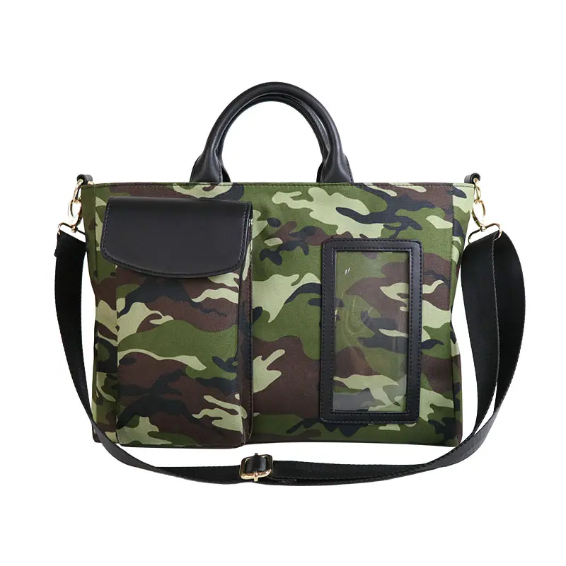 Latest Style PU Leather Handbag Ladies Tote Bag Fashion Hand Bag Camouflage handbag with Straps