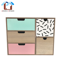 Boîte de rangement en bois avec 5 tiroirs / Organisateur de bureau pour papeterie / Mini coffre pour la décoration de la maison
