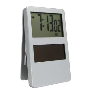 Mesa portátil Mini marco de fotos Clip Solar electrónico reloj despertador Digital