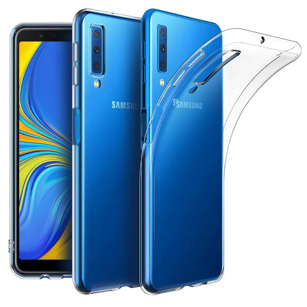 Untuk Samsung Galaxy A7 2018 Ultra Slim Soft TPU Bening Transparan Kembali Case Penutup