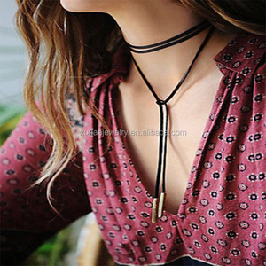 قلادة طويلة مثيرة من جلد الغزال الصناعي بربطة عنق ملفوفة للنساء - Product Image 1
