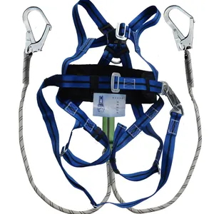 Positioning type full body harness 5 D-ring with double lanyard