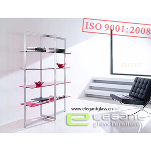 Estantería de vidrio templado con estantes de <span class=keywords><strong>madera</strong></span> de nogal de 5 capas - Product Image 5
