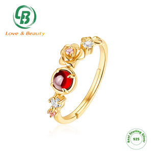 Ornato Argento Rosa Anello Foglia, Fiore Anello di Promessa Per Lei, Floreale Anello di Amicizia - Product Image 2