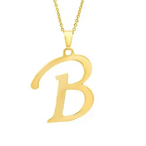 Collier avec pendentif avec Initial en acier inoxydable, plaqué or 18k