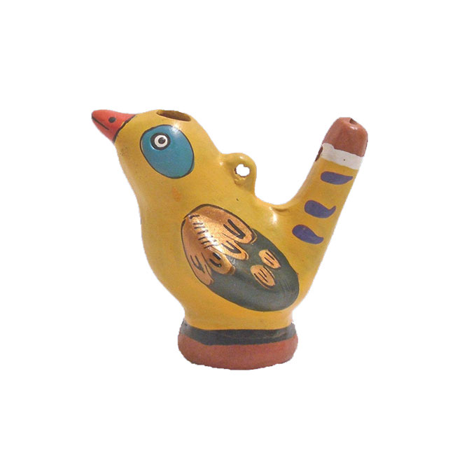 Желтый керамический водяной свисток ручной работы