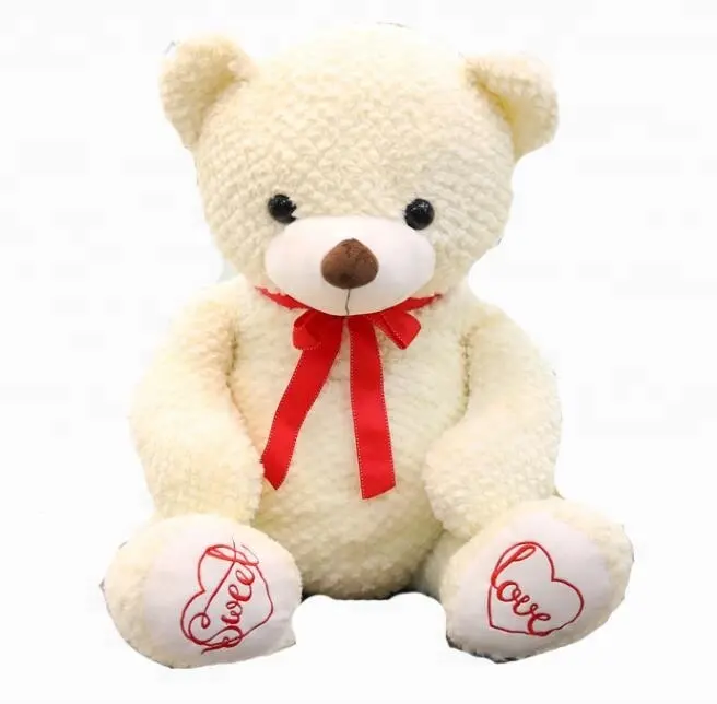 Teddy Bear with Big Footprints Plush Stuffed Animals Light Beige
