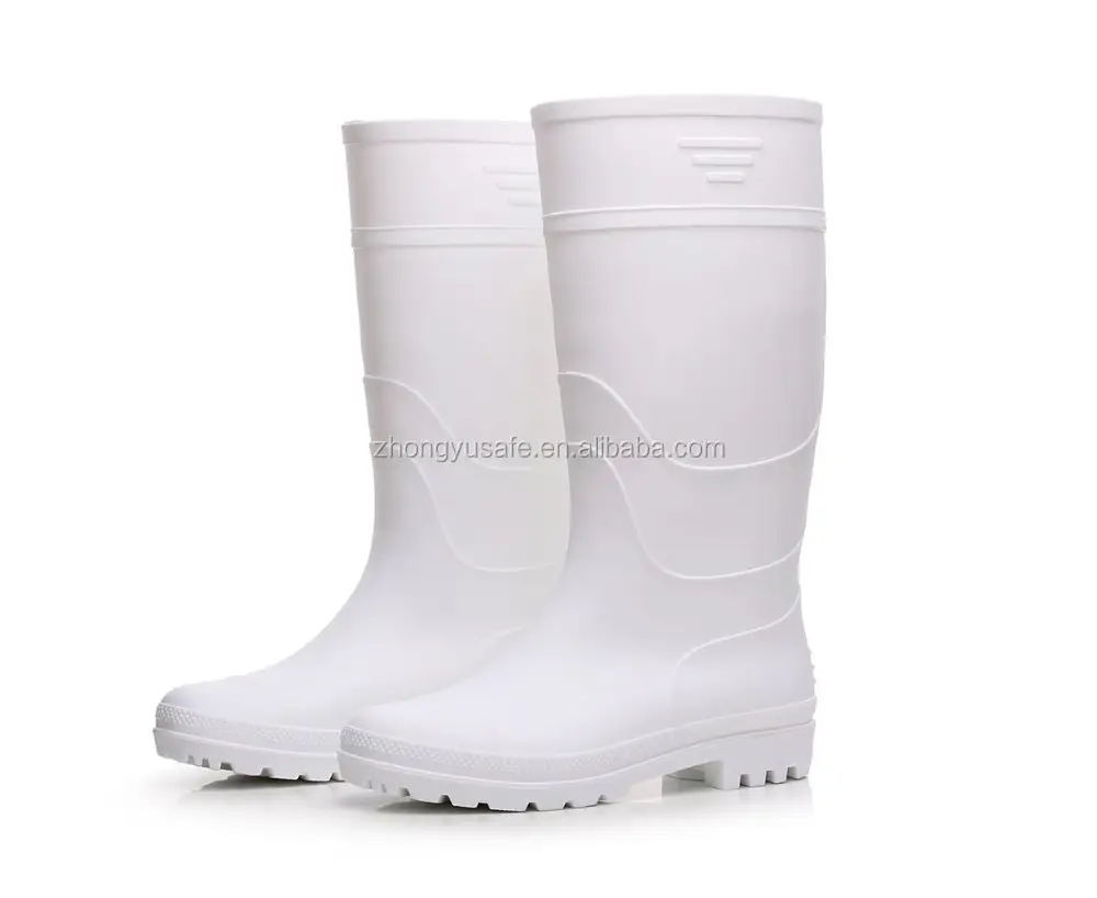 Stivali da lavoro alti in PVC con Logo personalizzato, stivali di gomma Wellies, stivali di gomma di sicurezza in Pvc bianco per l'industria alimentare