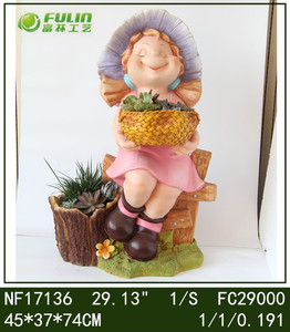 Fille de résine jardin pot pour plante - Product Image 4