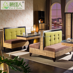 Cabina doble moderna para restaurante Hotel estilo de ocio botón tapizado tela tapizado en marco de madera para muebles de sala de estar - Product Image 1