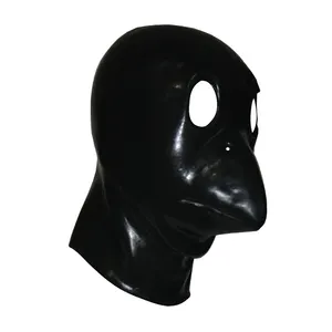 Woman Latex Mask Rubber Unisex Hood Parrot Teeth Lip Facing Sheath Tongue Nose Tube Fetish Latex Head Mask