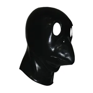 Frau Latex Maske Gummi Unisex Kapuze Papagei Zähne Lippen verkleidung Scheide Zunge Nase Rohr Fetisch Latex Kopf Maske