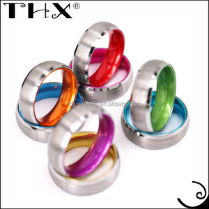 Las mujeres de los hombres nuevo azul blanco y negro tres tono anillo de tungsteno de elegir el Color anillo de tungsteno - Product Image 3