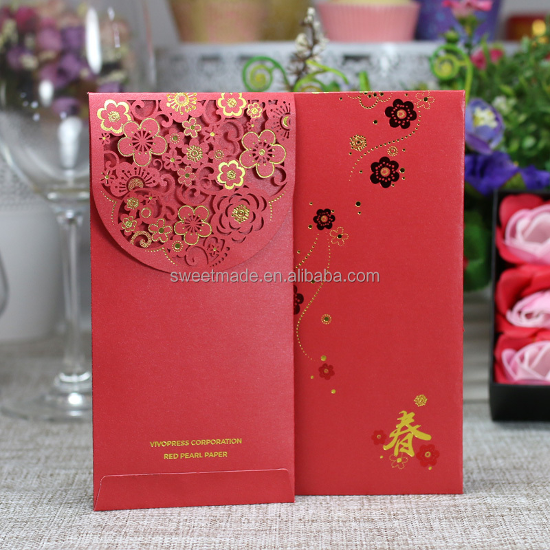 Высококачественный красный Карманный конверт на удачу, Свадебный Подарочный конверт-кошелек в качестве нашей цветной карты, новый год