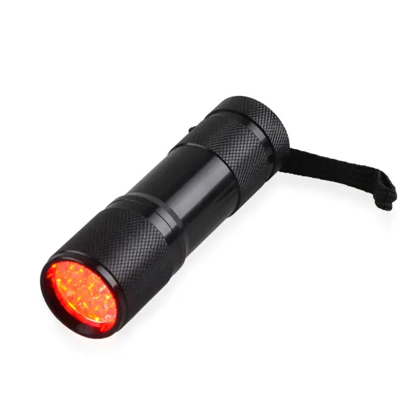 Mini lampe torche 9 LED, en aluminium, faisceau rouge, pour localisateur de veines