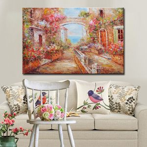 Bella decorazione della parete di casa dipinti impressionisti fatti a mano di villaggi - Product Image 4