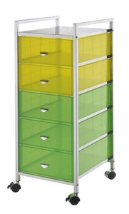 Armoire à tiroirs en métal coloré à trois niveaux mobile pour usage commercial Design contemporain Chambre à coucher Cuisine et bureau à domicile - Product Image 2