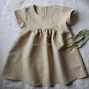 Boutique vestito di lino con maniche corte, abito di lino di buona qualità per i bambini vestiti della ragazza, ragazza vestito <span class=keywords><strong>da</strong></span> <span class=keywords><strong>cerimonia</strong></span> made in lino - Product Image 1