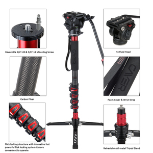 Bán Hot Xách Tay <span class=keywords><strong>Monopod</strong></span> Cayer CF35DVH4 Video <span class=keywords><strong>Monopod</strong></span> Có 5 Phần Sợi Carbon <span class=keywords><strong>Monopod</strong></span> Chân - Product Image 2