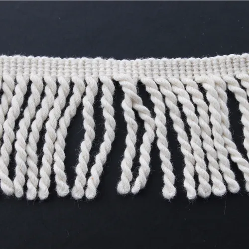 High quality crochet 6cm length cotton cord tassel fringe for dress