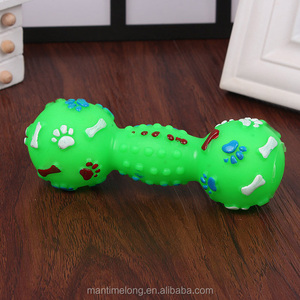 Renkli noktalı dambıl şekilli sıkmak gıcırtılı Faux kemik evcil köpek oyuncak - Product Image 3