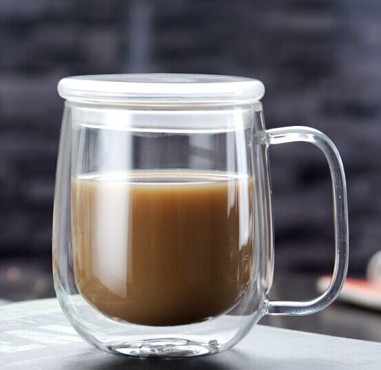 250ML Double Walled Borosilicate Glass Coffee Cup with Lid