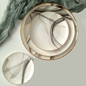 Assiette en porcelaine fine à motif <span class=keywords><strong>de</strong></span> peinture à l'encre pour la vente en gros, idéale pour les mariages et la <span class=keywords><strong>location</strong></span> <span class=keywords><strong>de</strong></span> restaurants - Product Image 1