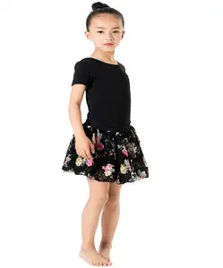 2019 Venta caliente chica floral de encaje tutú de ballet negro tutu fiesta de cumpleaños