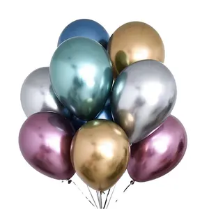 Meilleure qualité Chrome hélium métal ballon 12 pouces 2.8g ruban or bleu épais métallique naturel Latex ballon/ballon/ballon