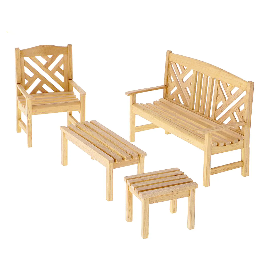 Muebles sillas de mesa WG012 Iland casa de muñecas miniatura Hada jardín madera Ce modelo de juguete Unisex 14 años en adelante