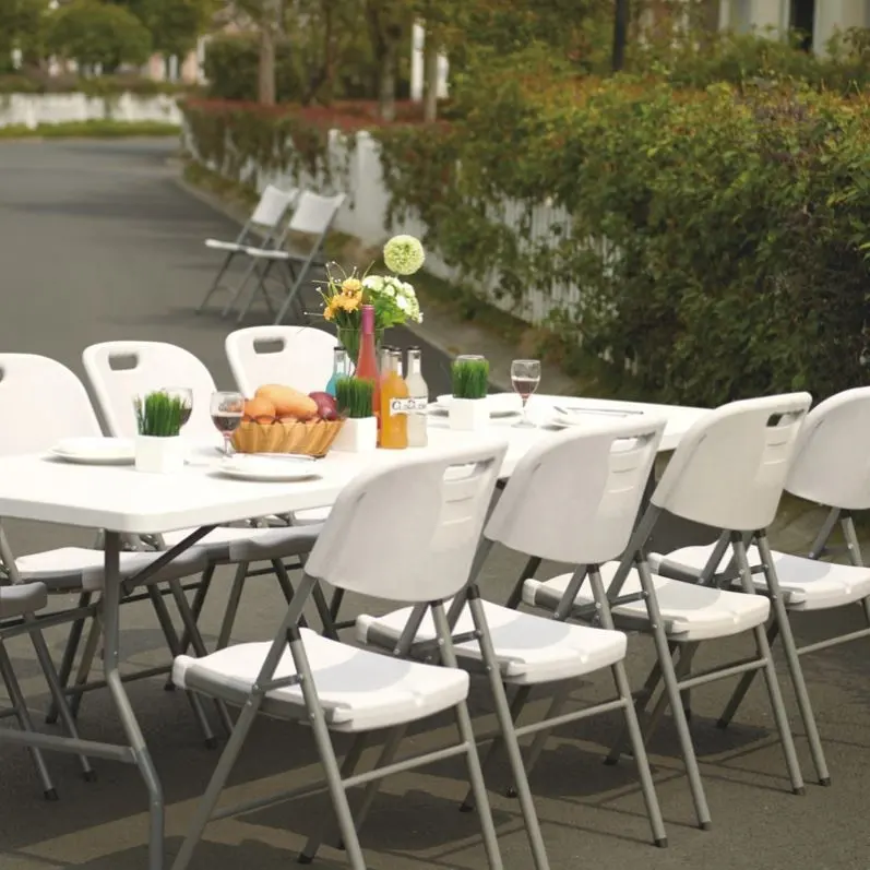 طاولة اجتماعات من البلاستيك من الفئة التجارية مع أرجل قابلة للطي مجموعة الحديقة نزهة طاولة وطاولات للبيع