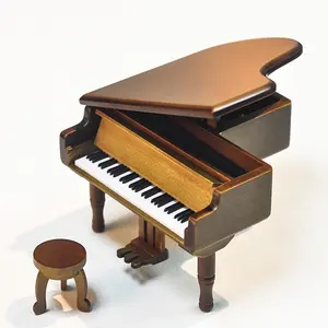 Caixa de música de madeira, brinquedos clássicos em forma de piano