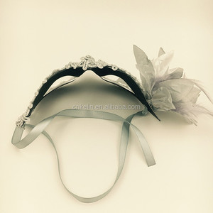 Maschera <span class=keywords><strong>Veneziana</strong></span> in Piume Argentate per Feste in Maschera e Halloween - Product Image 3